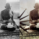 Gandhi y su rueca (1946) / a la derecha, la versión coloreada por Colourise.sg